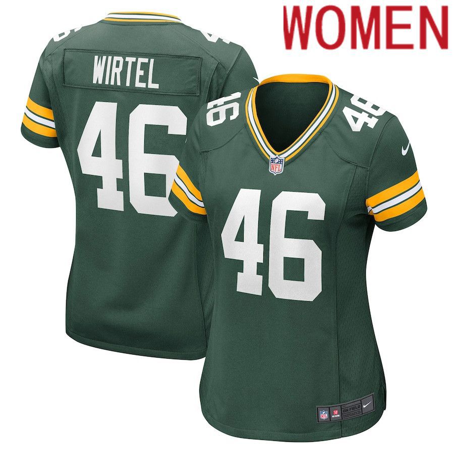 Women Green Bay Packers 46 Steven Wirtel Nike Green Game NFL Jersey